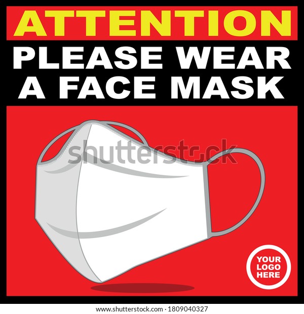 Please Wear Medical Mask Signage Floor Stock Vector Royalty Free