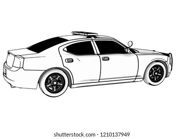 Silhouette Police Car Vector Stock Vector Royalty Free