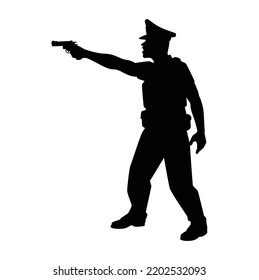 Policeman Gun Silhouette Vector On White Stock Vector Royalty Free