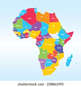 Vector Map Africa Continent Countries Capitals Stock Vector Royalty