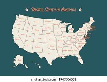 Poster Map United States America State Stock Vector Royalty Free