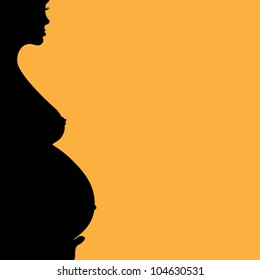 Pregnant Naked Woman Silhouette Illustration Stock Vector Royalty Free