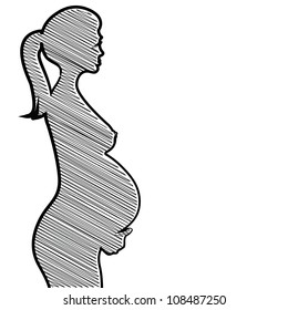 Pregnant Naked Woman Silhouette Illustration Image Vectorielle De Stock Libre De Droits