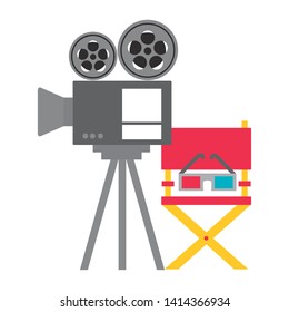 Set Icons Cinematography Cinema Movie Vector