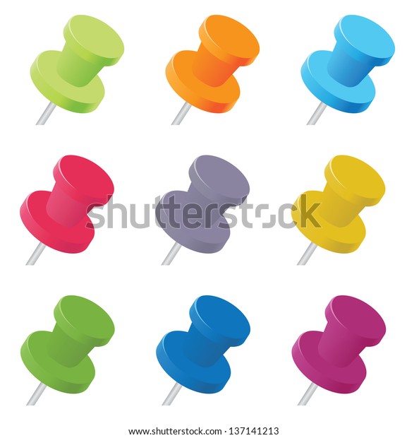 Push Pins Set You Design Stock Vector Royalty Free