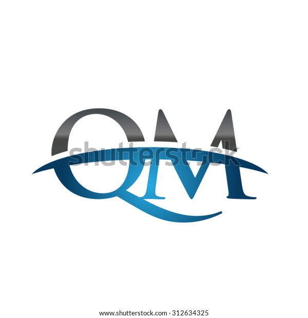 Qm Initial Company Blue Swoosh Logo Stock Vector Royalty Free