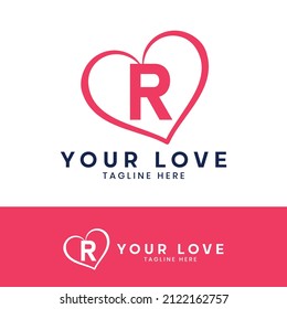 R Letter Logo Heart Icon Happy Stock Vector Royalty Free