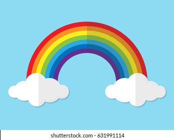 Rainbow Clouds Vector On Bluesky Background Stock Vector Royalty Free