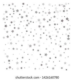 Random Falling Silver Stars On White Stock Vector Royalty Free