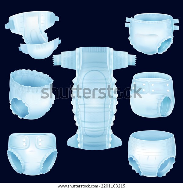 Realistic Baby Diapers Icons Set On Stock Vector Royalty Free