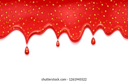 Realistic Drips Strawberry Jam Transparency Sweet Stock Vector Royalty