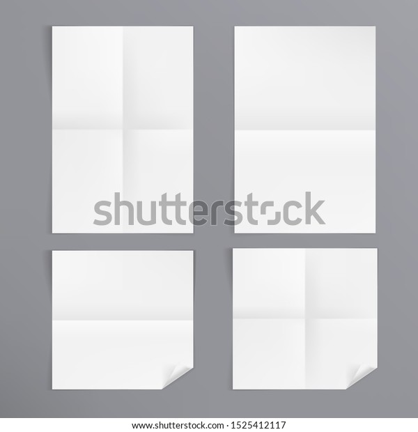 Realistic White Folded Paper Sheets Curled Stock Vector Royalty Free