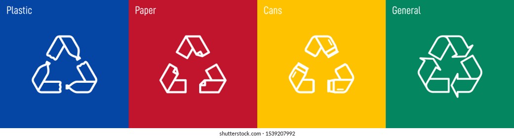 Recycling Signs Waste Products Materials Labels Stock Vector Royalty