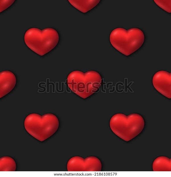 Red 3d Hearts Seamless Pattern Glossy Stock Vector Royalty Free