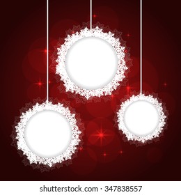 Red Background Frame Snowflakes Vector Illustration Stock Vector