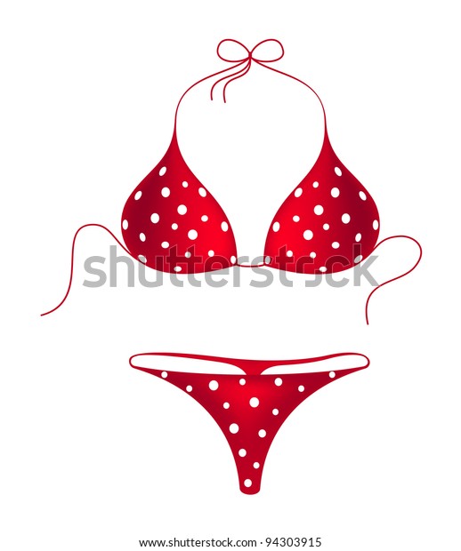 Red Bikini Suit White Dots Stock Vector Royalty Free 94303915