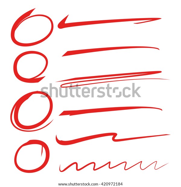 Red Circle Marker Highlighter Brush Stroke