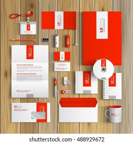 Red Corporate Identity Template Design White Stock Vector Royalty Free