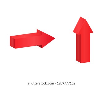 Red Isometric Arrows Pointing Symbol Vector Stock Vector Royalty Free