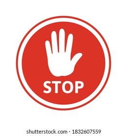 Red Round Stop Sign Hand Gesture Stock Vector Royalty Free Shutterstock