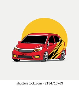 Red Sports Car Vector Illustration Stock Vector Royalty Free