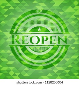 Reopen Green Emblem Triangle Mosaic Background Stock Vector Royalty