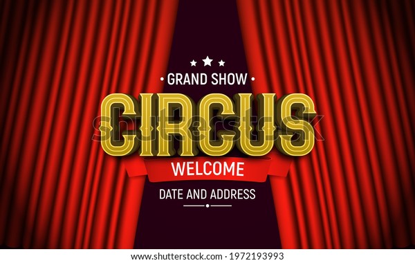 Retro Circus Banner With Red Curtain Vector Illustration