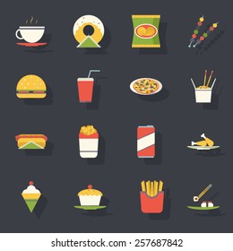 Food Icons Flat Style Stock Vector Royalty Free