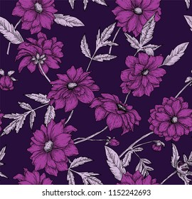 Retro Floral Seamless Pattern Hand Drawn Stock Vector Royalty Free