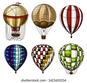 Retro Hot Air Balloons Vector Flying Stock Vector Royalty Free