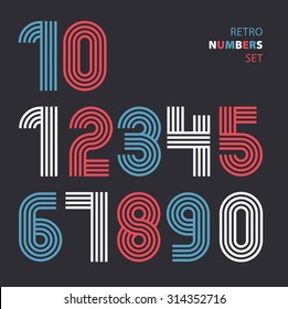 Retro Stripes Funky Numbers Settrendy Elegant Stock Vector Royalty