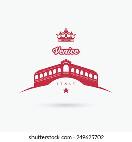 Rialto Bridge Venice Italy Vector Illustration Stock Vector Royalty