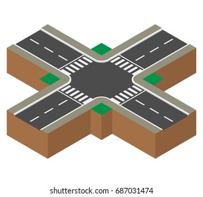 Road Element Intersection Isometric Stock Vector Royalty Free 688597456