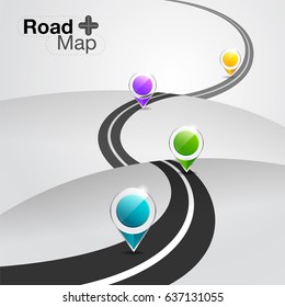 Road Map Infographic Colorful Pin Pointer Stock Vector Royalty Free