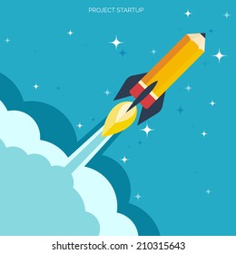 Rocket Ship Flat Stylevector Illustration D Stock Vector Royalty Free