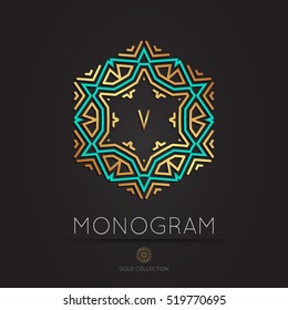 Elegant Linear Abstract Monogram Logo Design Stock Vector Royalty Free