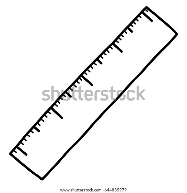 Ruler Cartoon Vector Illustration Black White Stok Vekt R Telifsiz