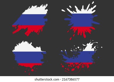 Russia Flag Brush Splash Vector Set Stock Vector Royalty Free