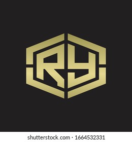 Ry Logo Monogram Hexagon Shape Piece เวกเตอรสตอก ปลอดคาลขสทธ