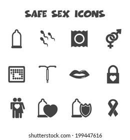 Safe Sex Icons Mono Vector Symbols Stock Vector Royalty Free