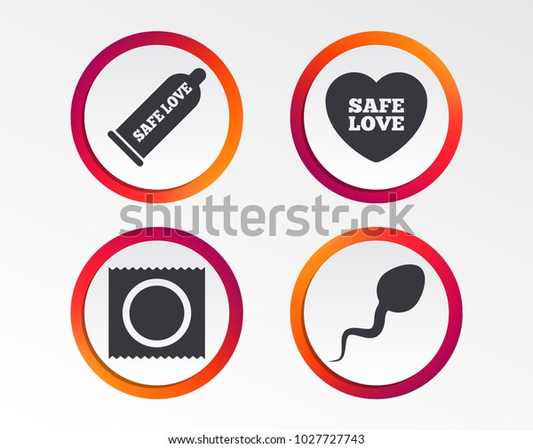 Safe Sex Love Icons Condom Package Stock Vector Royalty Free