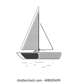 Sailing Yacht Icon Line Style Vector Stock Vector Royalty Free