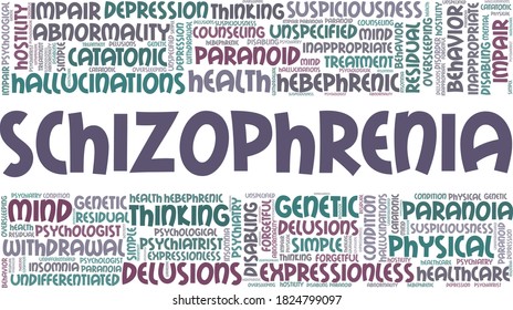 Schizophrenia Vector Illustration Word Cloud Isolated Stock Vector