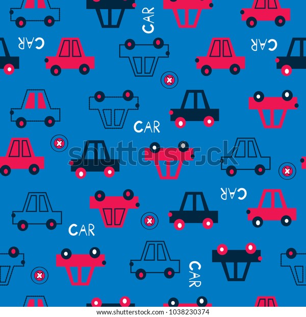 Seamless Car Pattern Vector Illustration Stok Vektör Telifsiz 1038230374