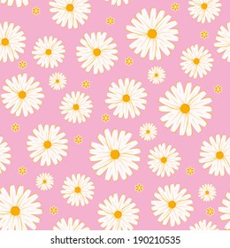 Daisies Leaves Seamless Pattern On Purple Stock Vector Royalty Free