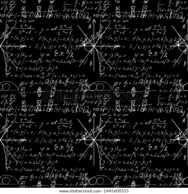 Seamless Endless Pattern Background Handwritten Mathematical Stock