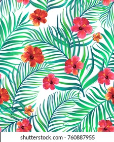 Seamless Hand Drawn Tropical Vector Pattern Stock Vector Royalty Free