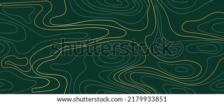 Seamless mountain topographic map green background vector. Gold and luxury wallpaper design for wall arts, fabric , packaging , web, banner, app, wallpaper