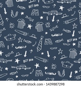 Seamless Pattern Fathers Day Hand Drawn Stock Vector Royalty Free