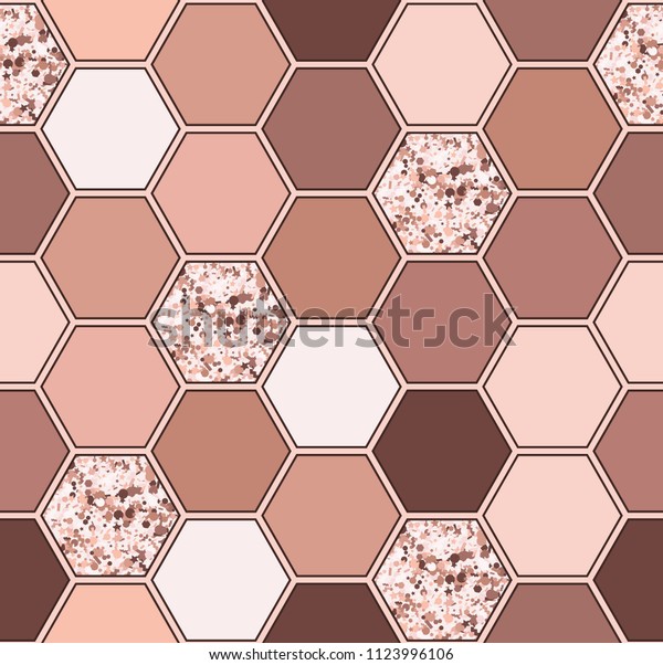 Seamless Pattern Hexagon Shapes Nude Colors Stock Vector Royalty Free